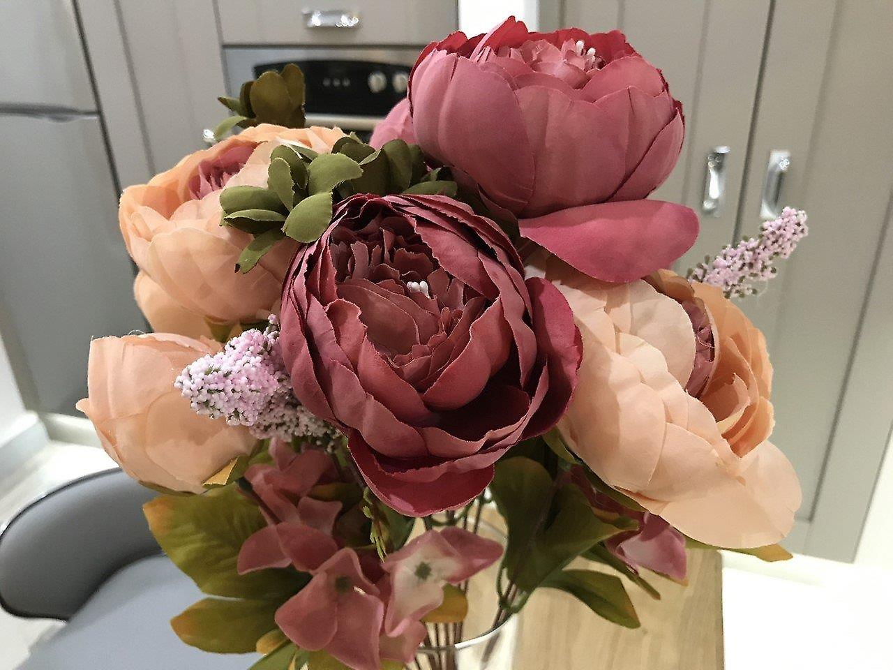 Meilleur spray artificiel de pivoine rose 50cm vintage bicolore