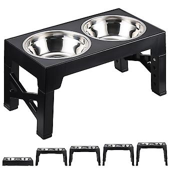 Double Bowl Dog Food Basin 1100ml stabil Lyft med stor kapacitet 5-växlad justerbar höjd