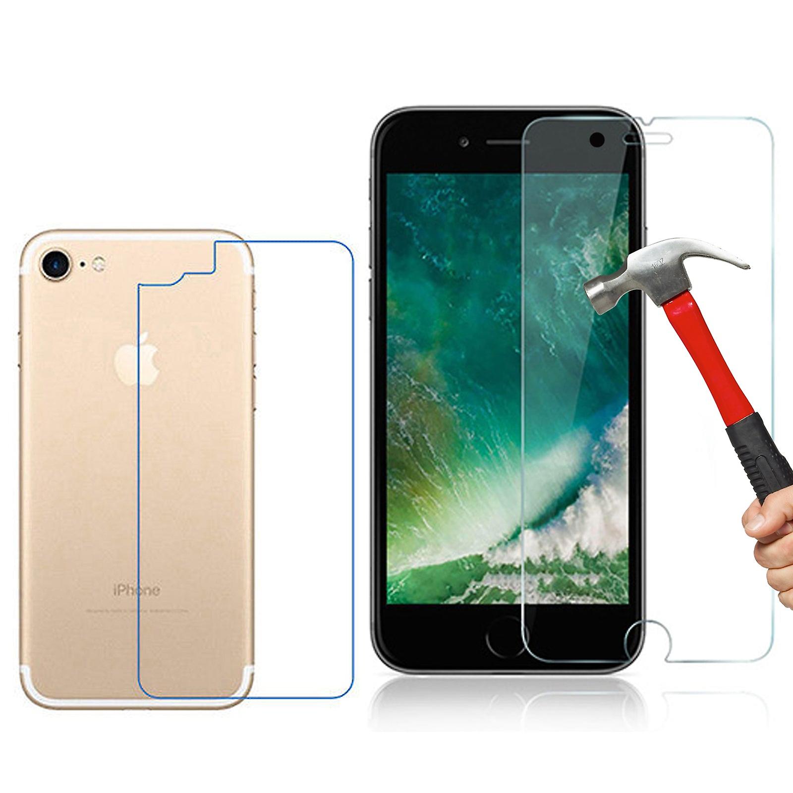 9H Tempered Glass Screen Protector Apple Iphone 7 Front + Anti-scratch Back