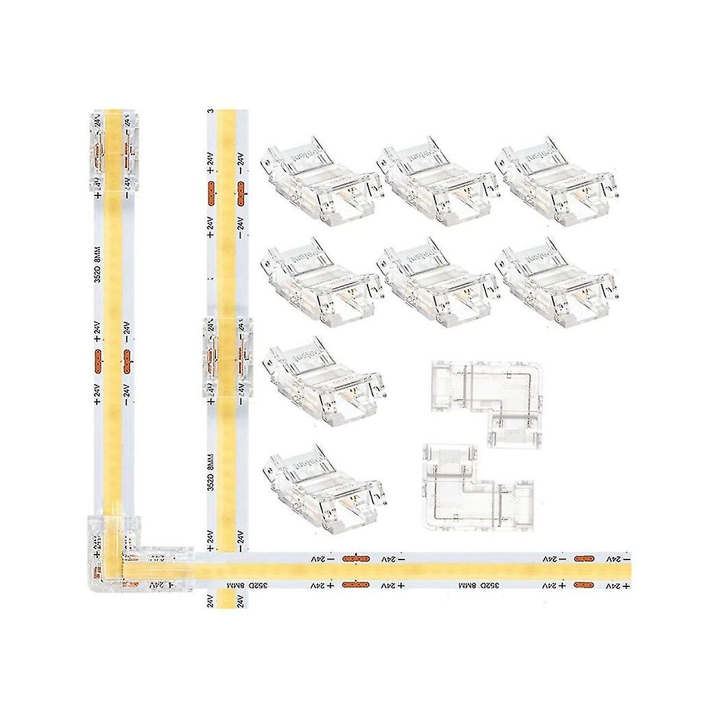 Gapless 8mm 2 Pin Cob Connector 8 Pack And L Shape 2 Pin 8mm Cob Led Corner 2 Pack For 8mm Cob Ligh
