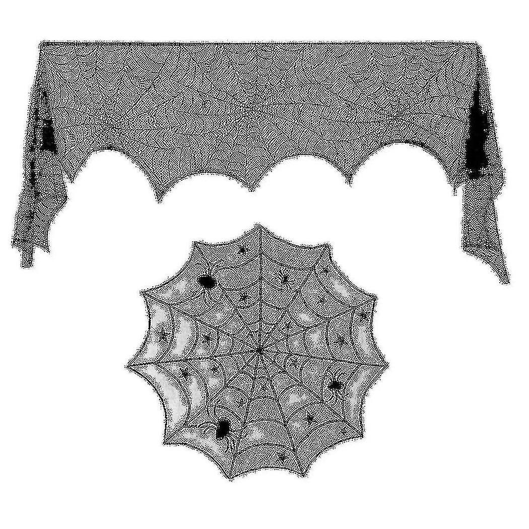 18 By 96 Inch Lace Spiderweb Fireplace Mantle And 40 Inch Round Tablecloth Lace Spider Web Table Co