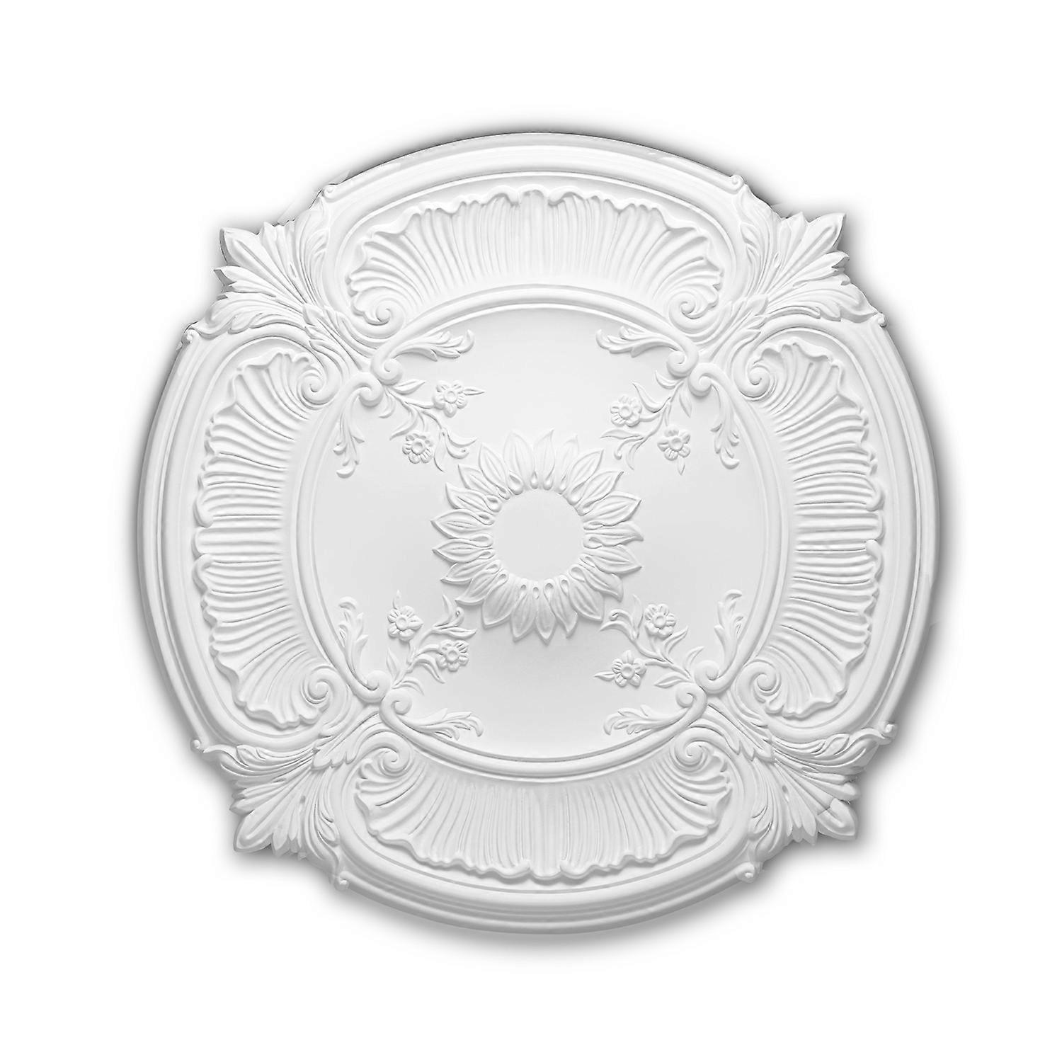 e-Delux GmbH 1 x Rosette 156026 Profhome Ø 77,0 cm x 5,4 cm weiß Polyurethan Hartschaum vorgrundiert leicht, robust, extrem maßhaltig
