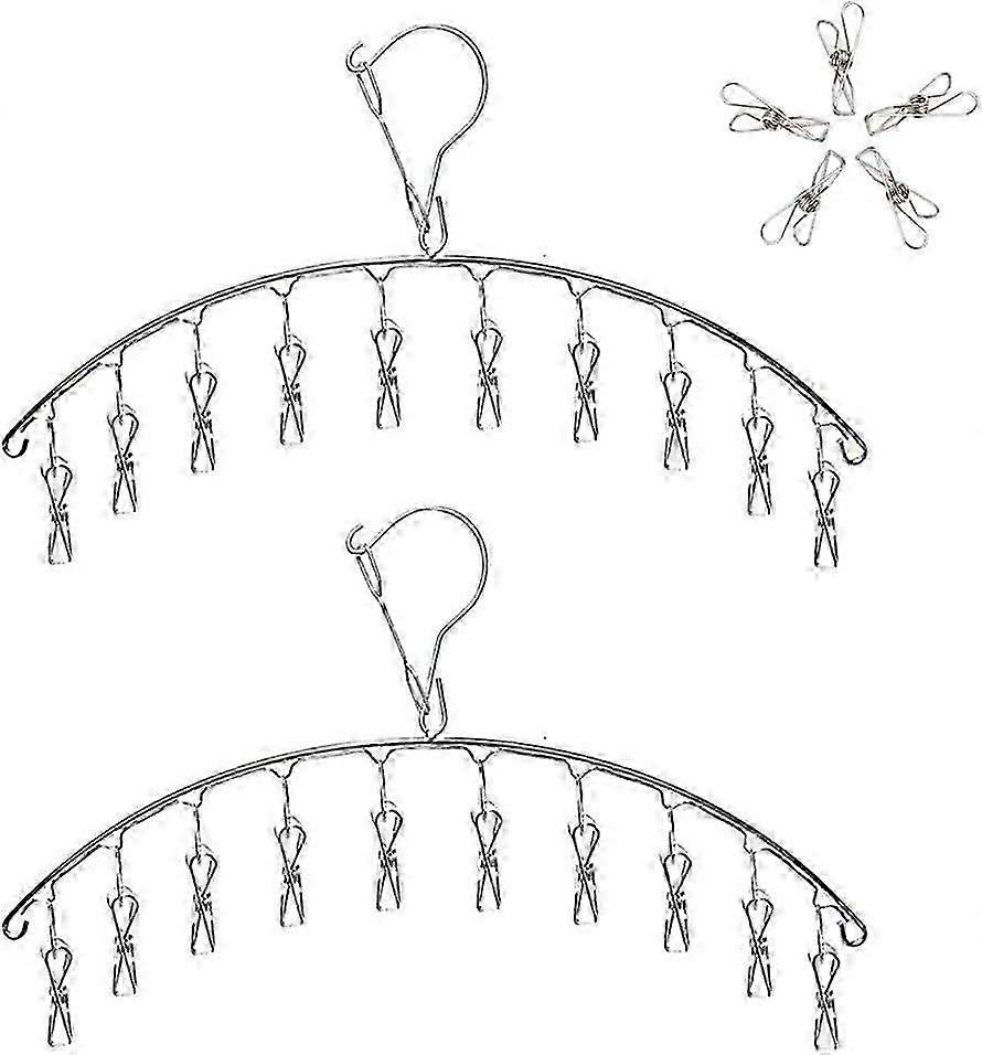 2-pack stainless steel hanger with 10 windproof drain clips