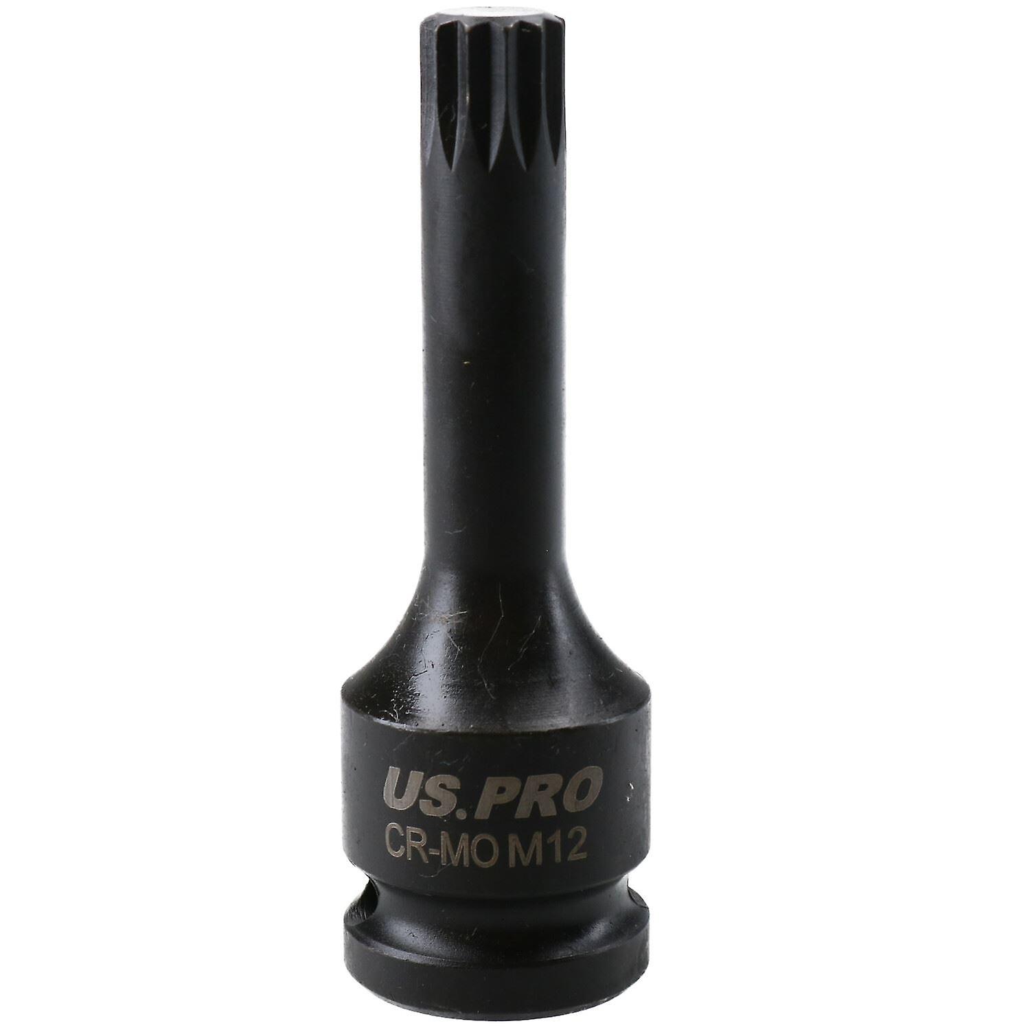 M12 x 78mm Spline Bit Triple Square Impacted Extra Long 1/2" Drive Male Socket