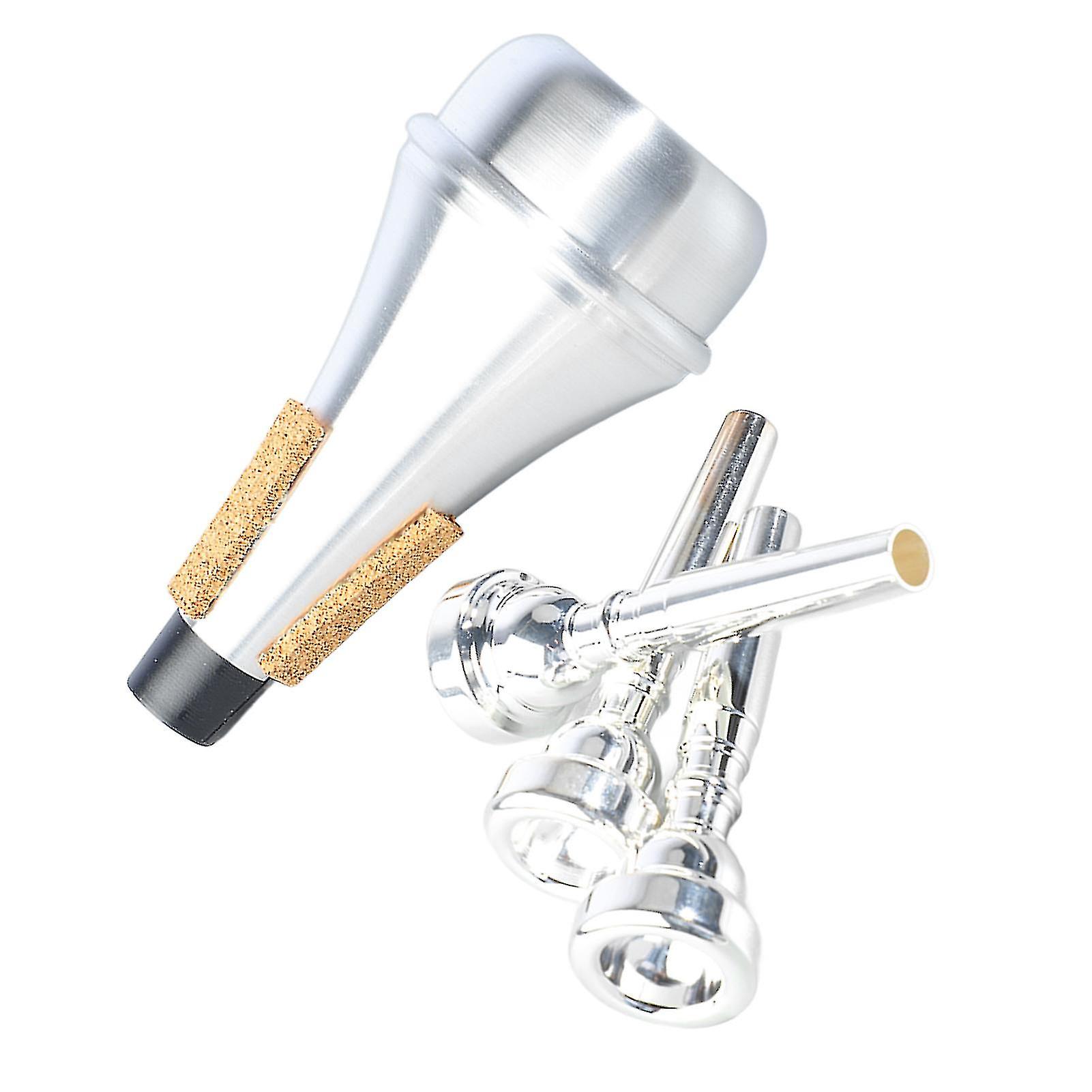 Trumpet Mouthpiece Mute Set 3C 5C 7C Silver Plated Cork Practice
