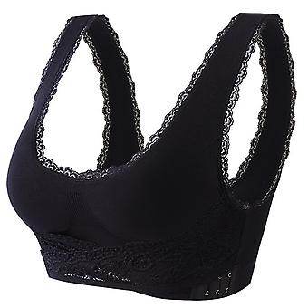 Damen-Sport-BHs Kreuz vorne Seitenschnalle Spitze Drahtloser nahtloser BH für Yoga-Fitnessstudio Workout Fitness