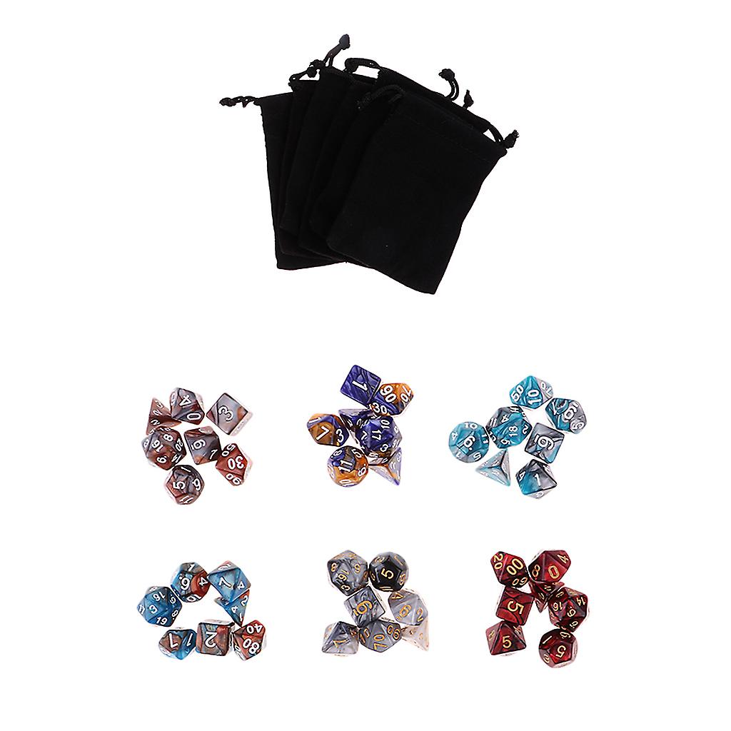 42 Pieces Polyhedral Dice Double-Colors D20 D12 D10 D8 D6 D4 Board Game Toys