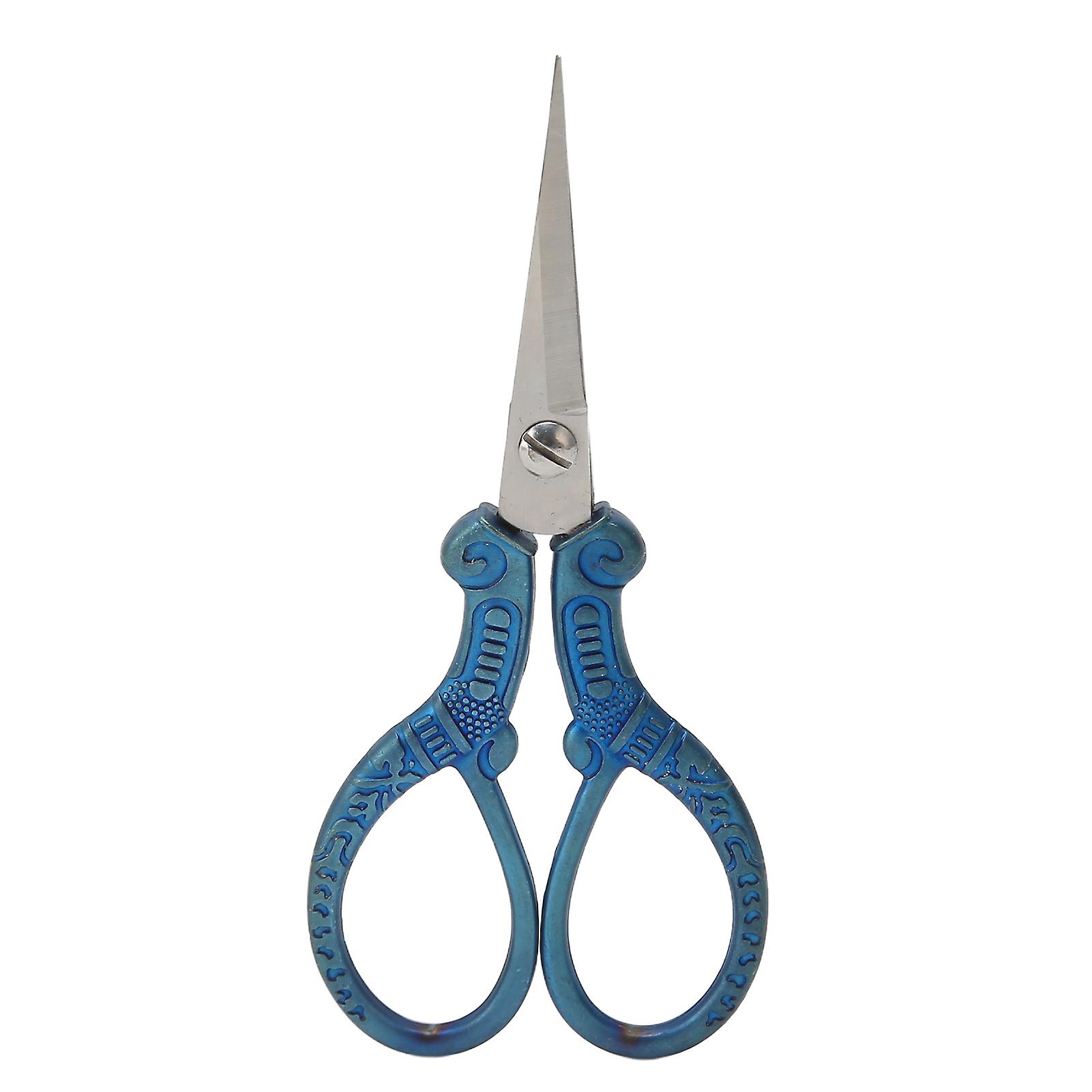 Vintage Blue Small Scissors, Vivid Retro Appearance For Diy Craft Needlework, Precision Cutters With Ergonomic Design Lightweight, Multipurpose Small