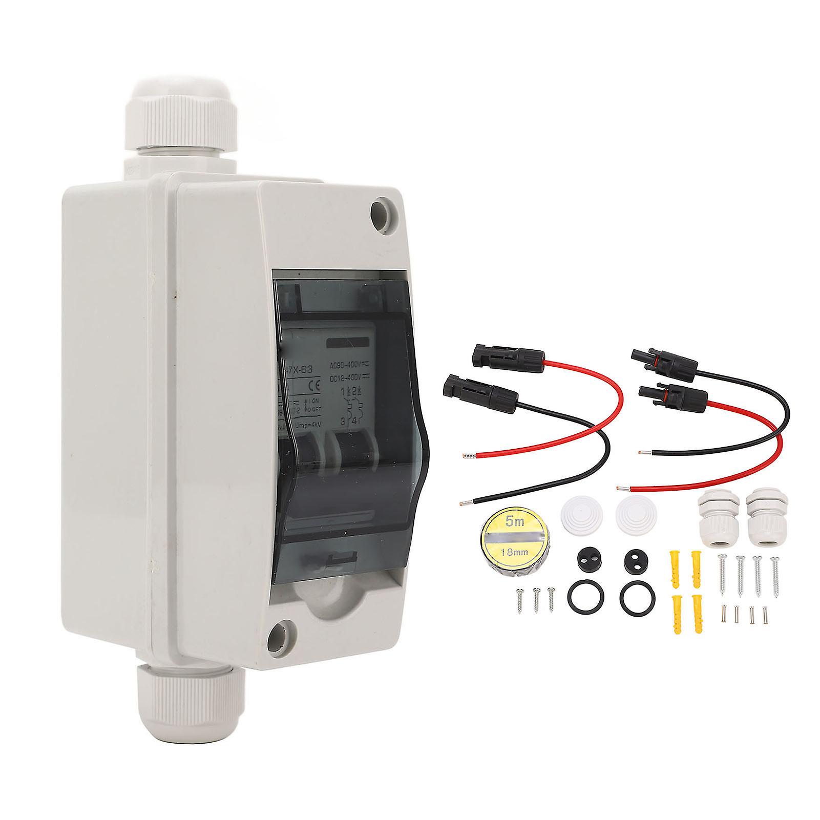 25A Solar PV Circuit Breaker with IP65 Electrical Box 12-400V DC 90-400V AC