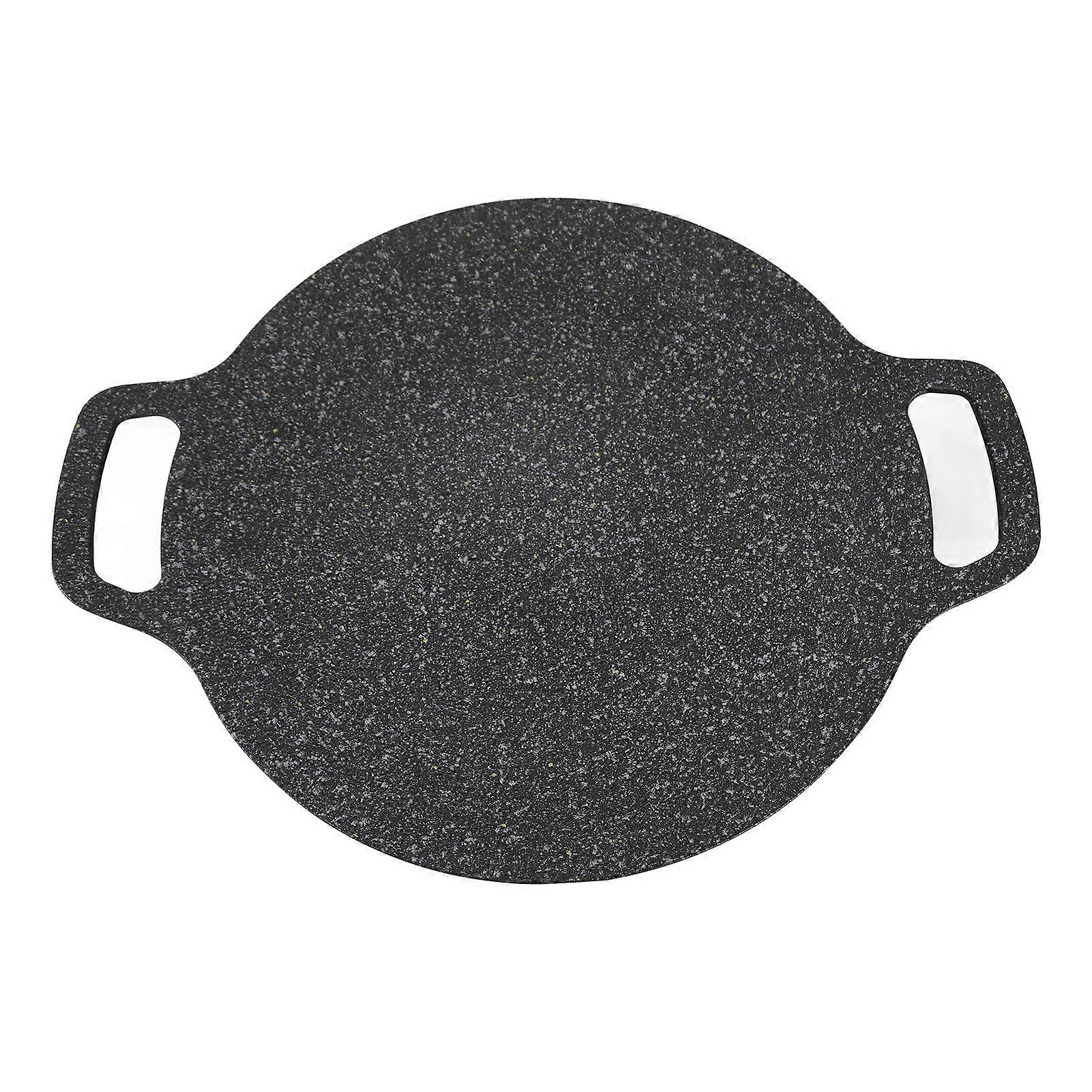 韓国風ラウンドグリルパンアルミニウムノンスティックメディカルストーンコーティンググリルパン家庭用肉シーフード30cm / 11.8in