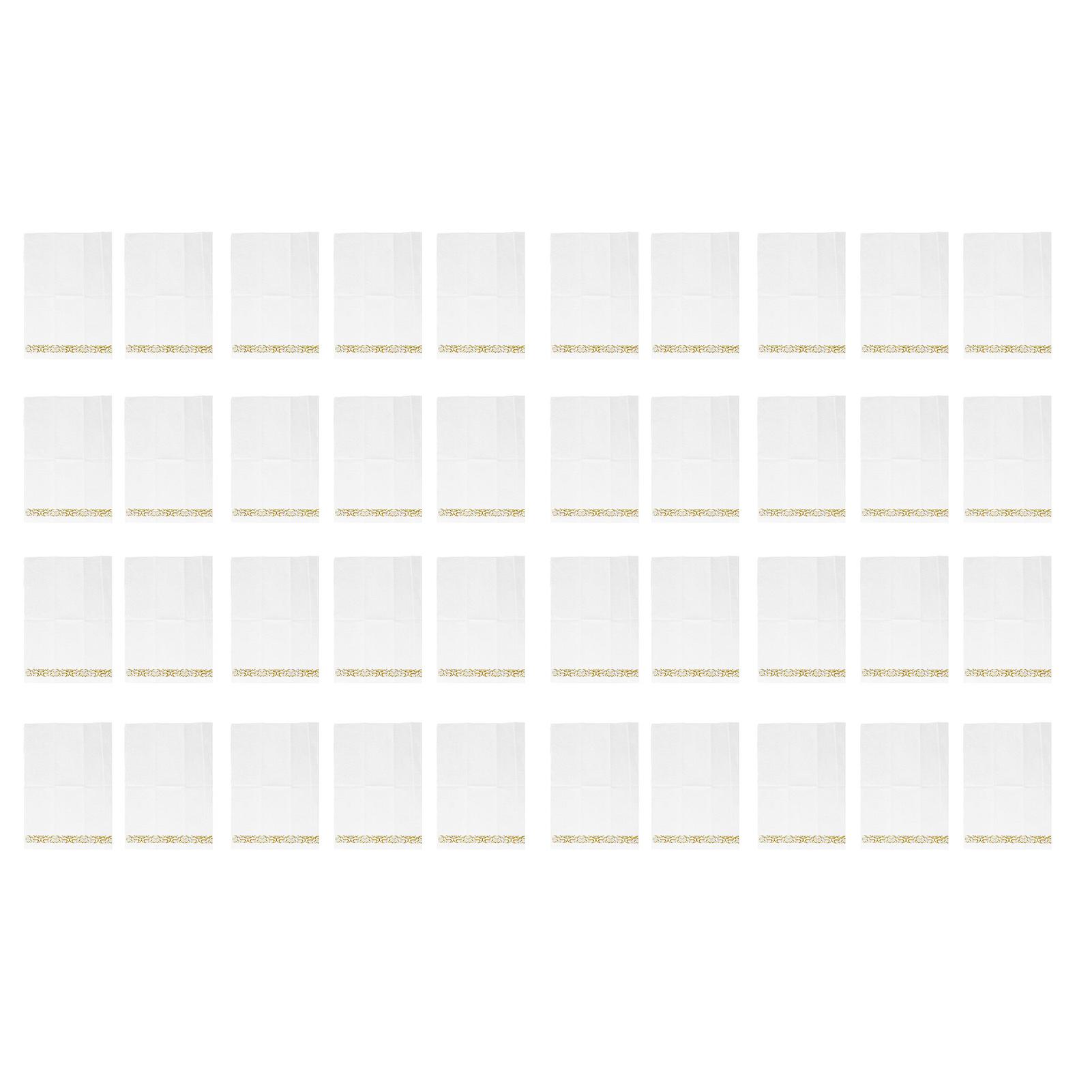 40PCS Gold Napkins Gold Trim Linen Hand Feel Gold Napkins Disposable Single Use Portable Dinner Napkins for Dinner Party