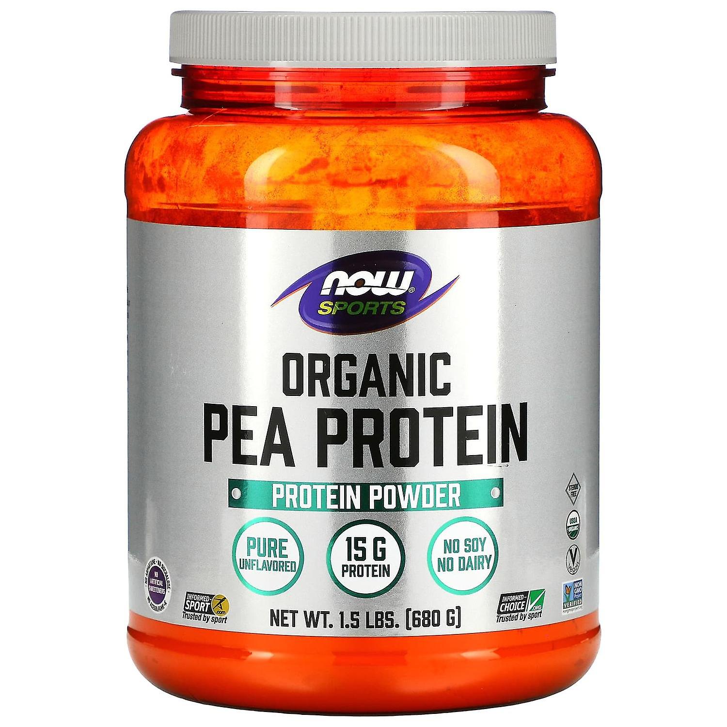NOW Foods, , Organic Pea Protein Powder, Pure Unflavored, 1.5 lbs (680 g)