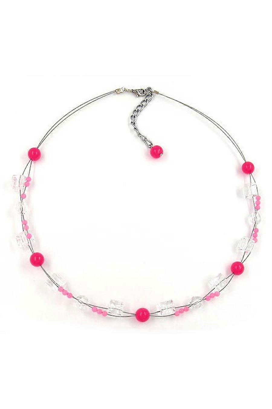 Necklace Pink Beads Transparent Cube Beads - Gl02285