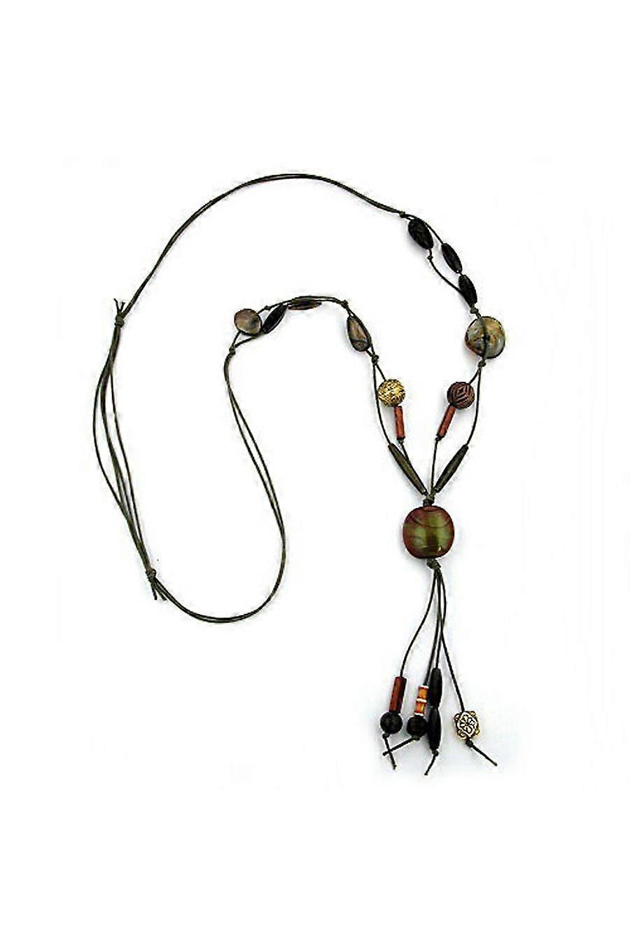 Necklace Brown Beads 100cm - Gl02630