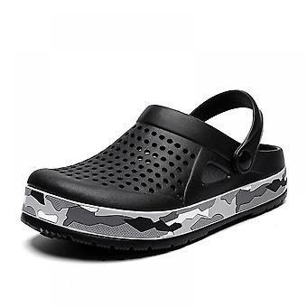 Veeki Unisex Garden Clogs Shoes | Beach Water Shoes | Slip on Comfortable Shoes Air Cushion Sandals Slippers-Black(44 EU Size