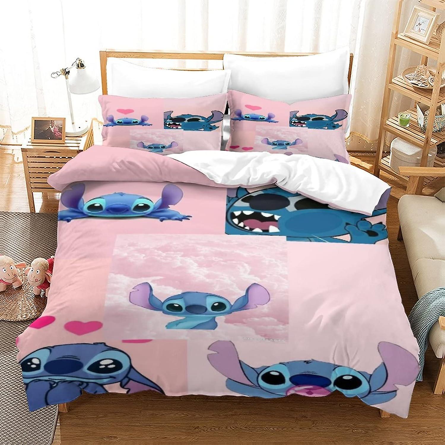 VOSILE Stitch Duvet Set Set of 3 Pcs Bedding Quilt Cover Exquisite Comfortable Super Soft And Hypoallergenic with Pillowcase Suitable for Children And