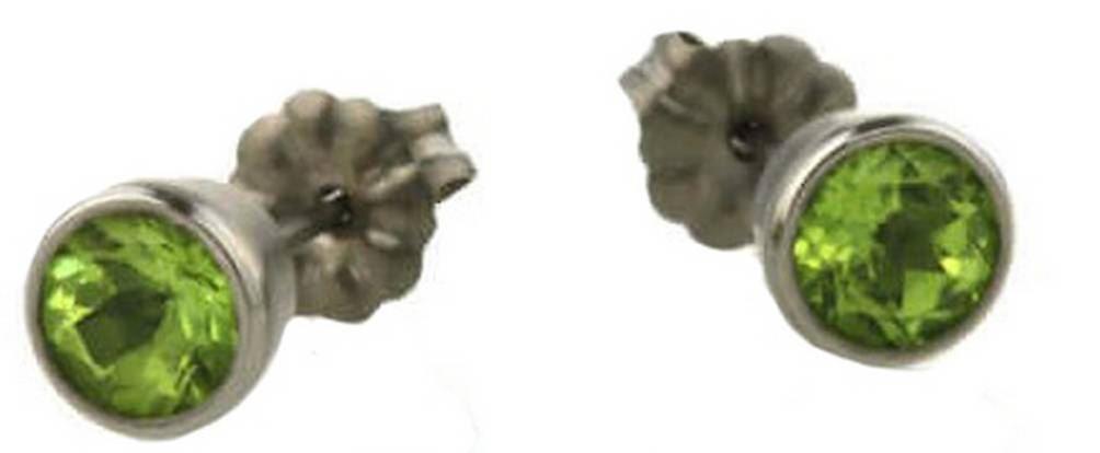 Ti2 Titanium Medium Gem Stone Stud Earrings - Green