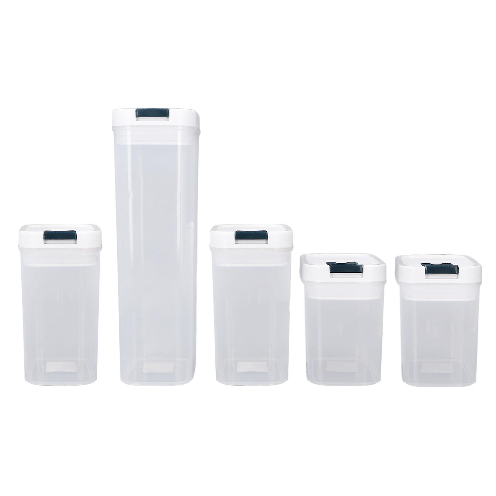 5PCS Grain Storage Box with Sealed Lid Large Capacity Clear Food Storage Container for Kitchen Counter Cabinets