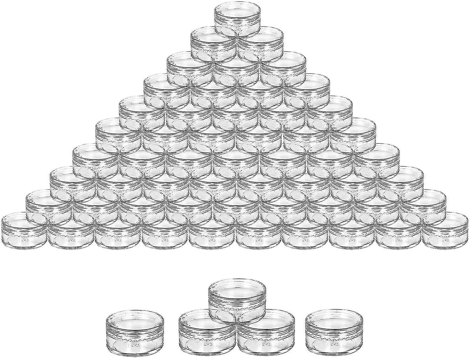 50 X Cream Tin Transparent Nail Art Jars 5 Ml Empty Container