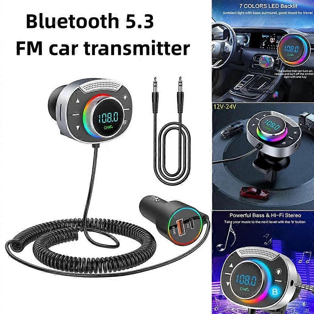 Bluetooth 5.3 FM Car Transmitter 3.5mm AUX Adapter MP3 Player PD 30W QC 3.0 Fast Charger Hi~Fi Music Adapter Hands~Free Call TF FN9U5513