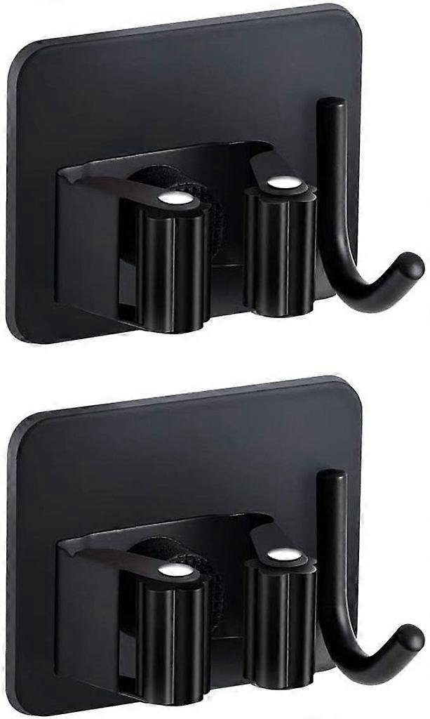 2 عبوة مكنسة ممسحة حامل الفولاذ المقاوم للصدأ ذاتية اللصق حامل مكنسة مثبت على الحائط ذاتي اللصق حامل مكنسة مجاني مع هوك حمام مطبخ منزلي 