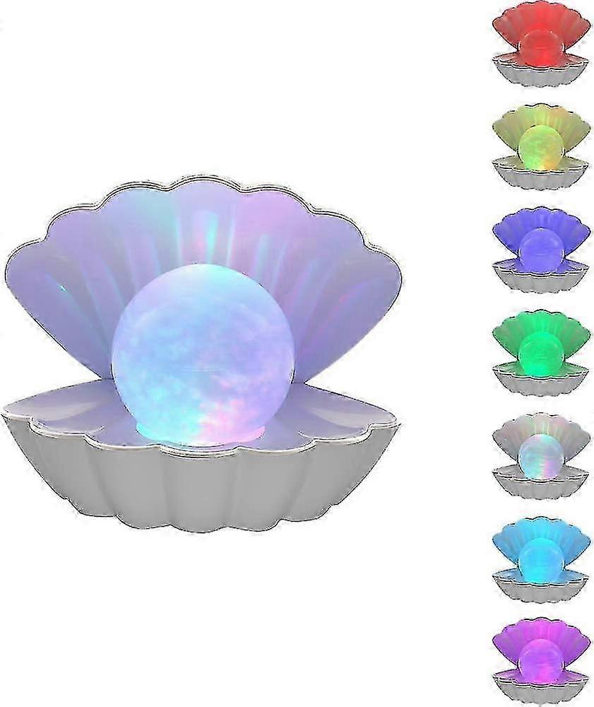 Shell Pearl Beach Theme Night Light, RGB Color Changing Mood Light, Bedside LED Clamshell Decorative