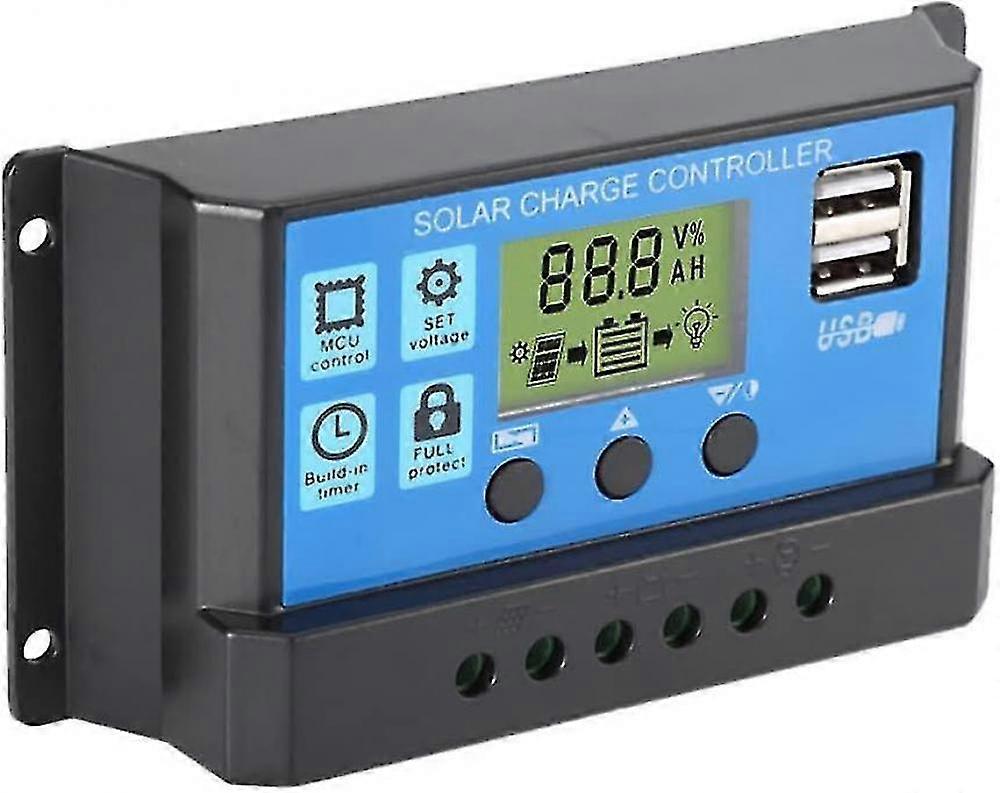 30A Solar Charge Controller, 12V / 24V Solar Panel Charge Controller, timerinställning Pwm Auto Parameter