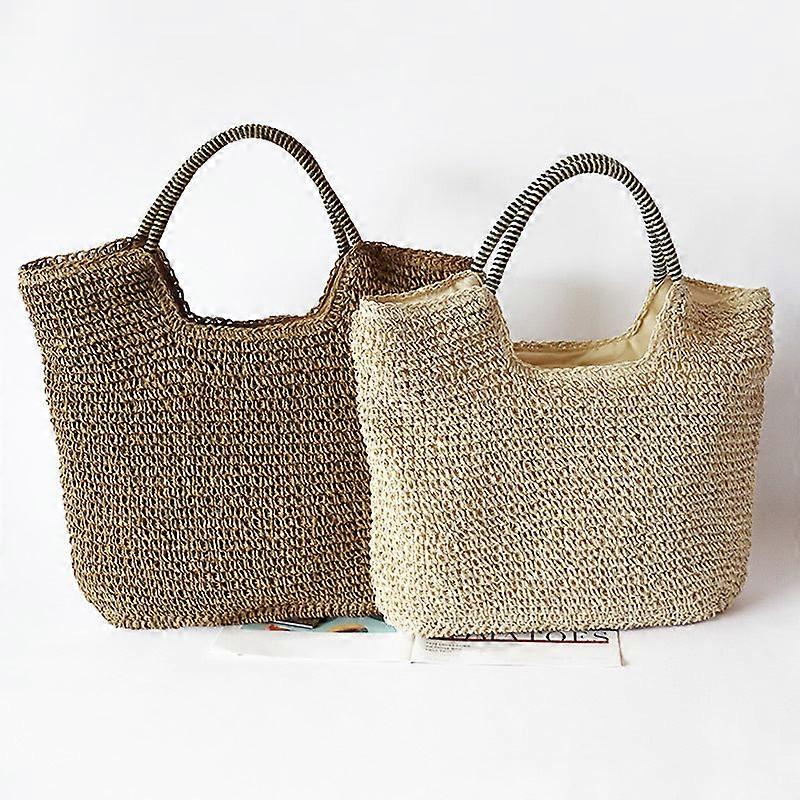 Women Ladies Handbag Solid Color Woven Bag Versatile Casual Summer Beach