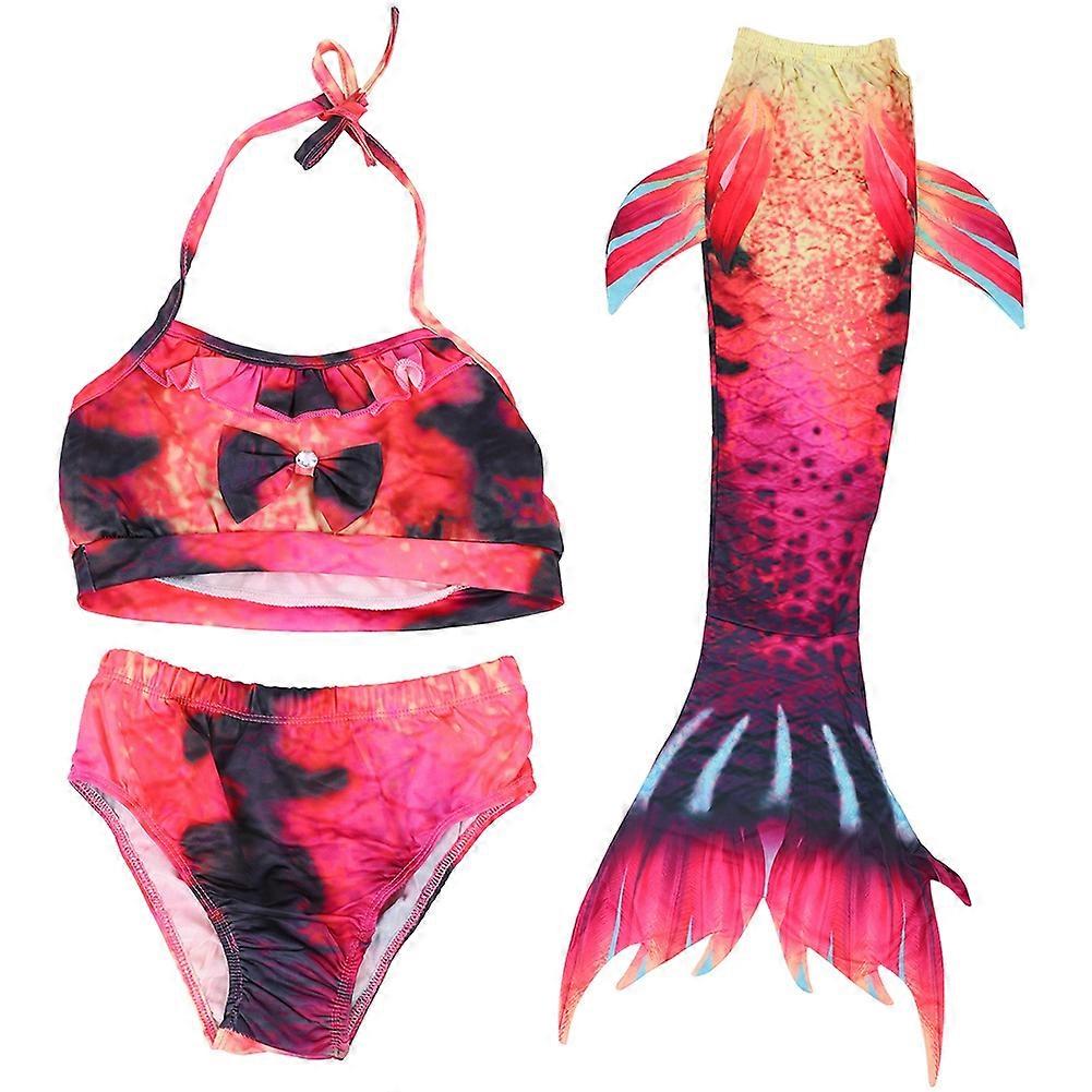 3st Set Barn Sea Maid Tail Baddräkt Flickor Badkläder Simning Baddräkt Bikini Set (140)