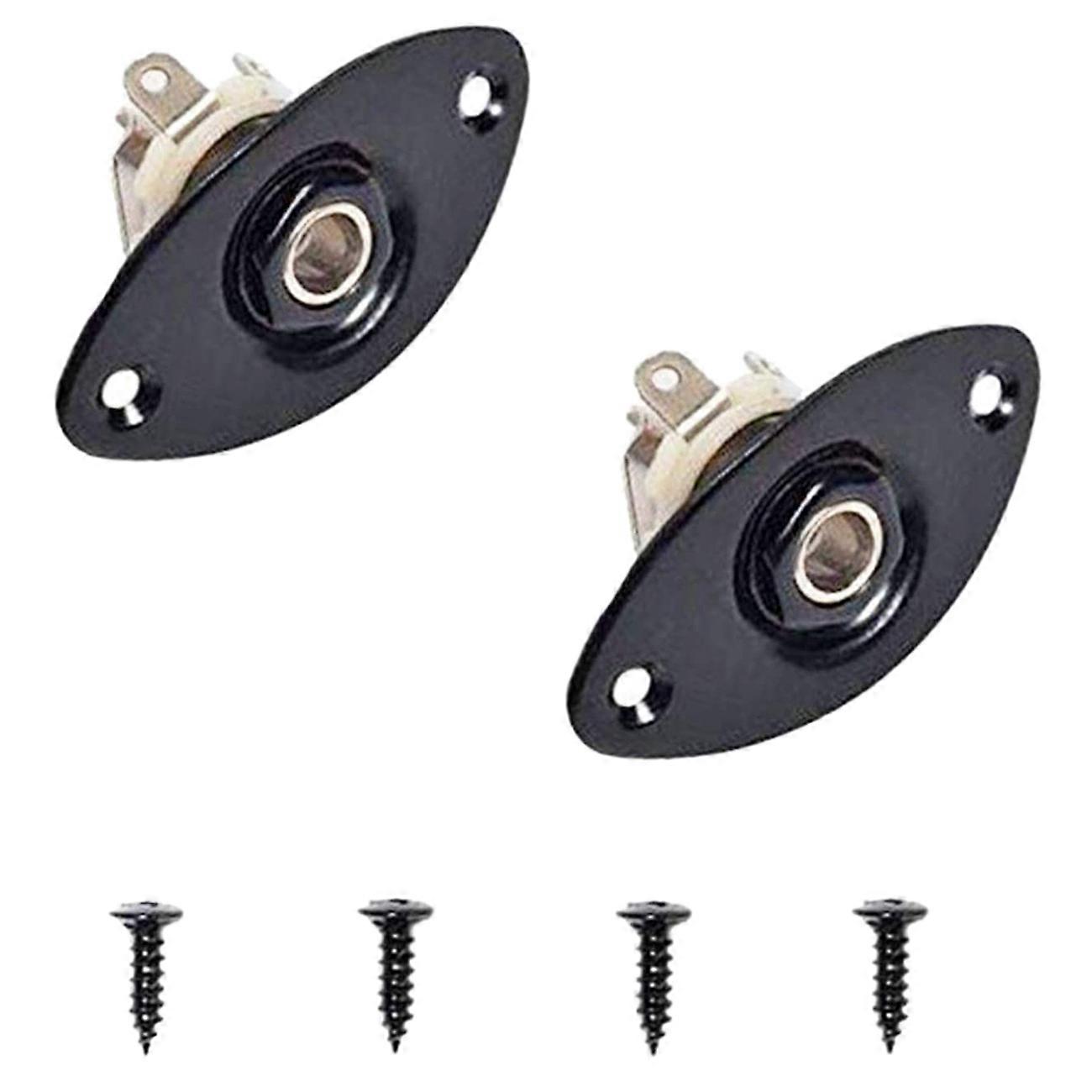 1/4 Pouce Ovale Cabossé Guitare Électrique Jack Plaque De Sortie Socket Jackplate, 2Pack