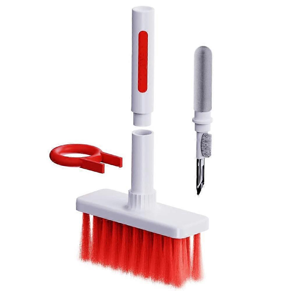 (Red)Cleaning Soft Brush Keyboard Cleaner 5-in-1 Multi-Function Computer Cleaning Tools Kit Corner Gap Duster Keycap Puller Remover Multi Brush for PC