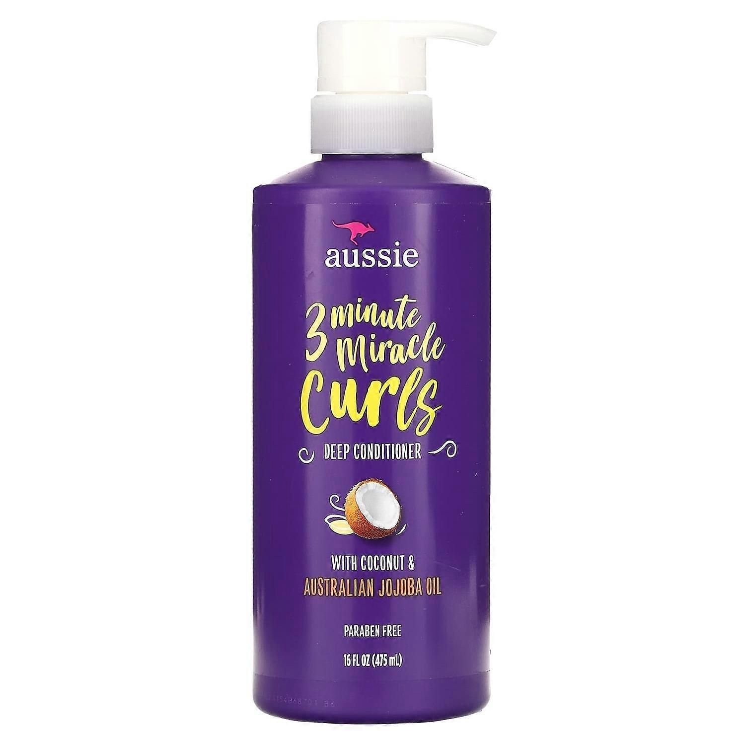 Aussie, 3 Minute Miracle Curls, Deep Conditioner, With Coconut & Australian Jojoba Oil, 16 fl oz (47