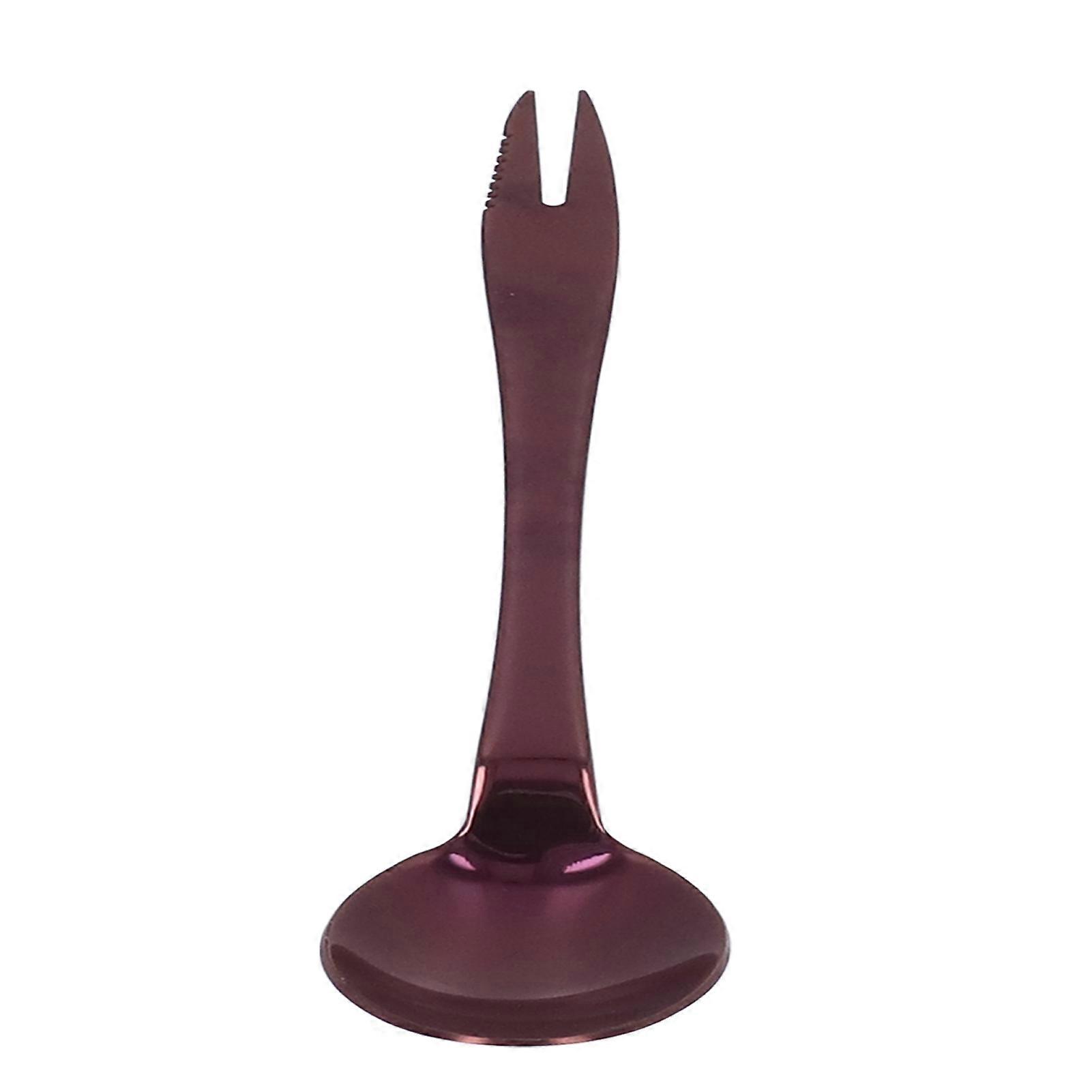 3 in 1 Kitchen Tableware Multifunctional Portable Fork Spoon Spork with Teeth Flatware for HomePurple