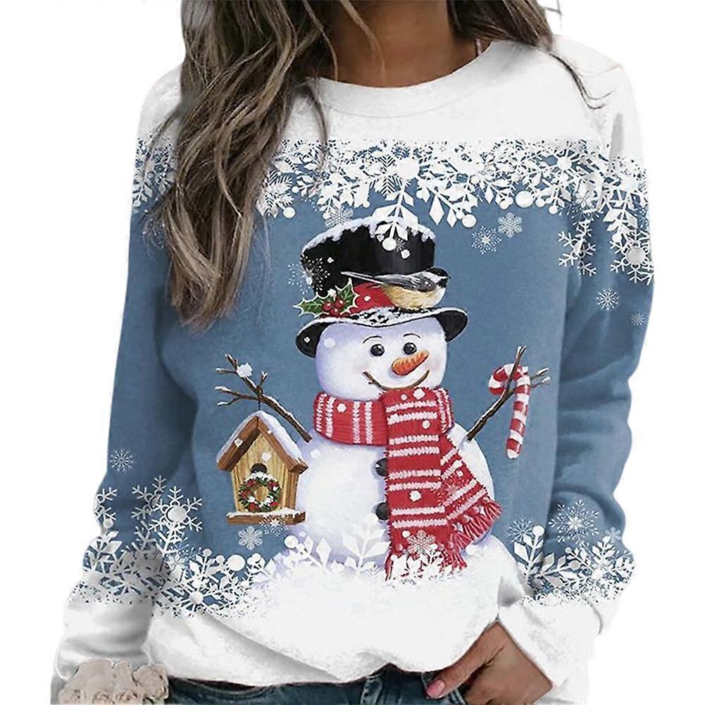 Weihnachten Kapuzenpullover für Damen Schneemann bedruckt Color Block Kapuze Langarmpullover Top Funny Autumn
