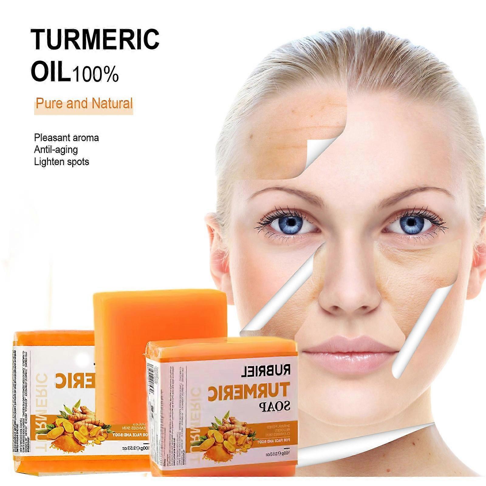 Soap Lemon Turmeric Soap Tablets Cleansing Turmeric Soap Facial And Body Shower Soap Firming Pores And Removing Pigments FLYE241477