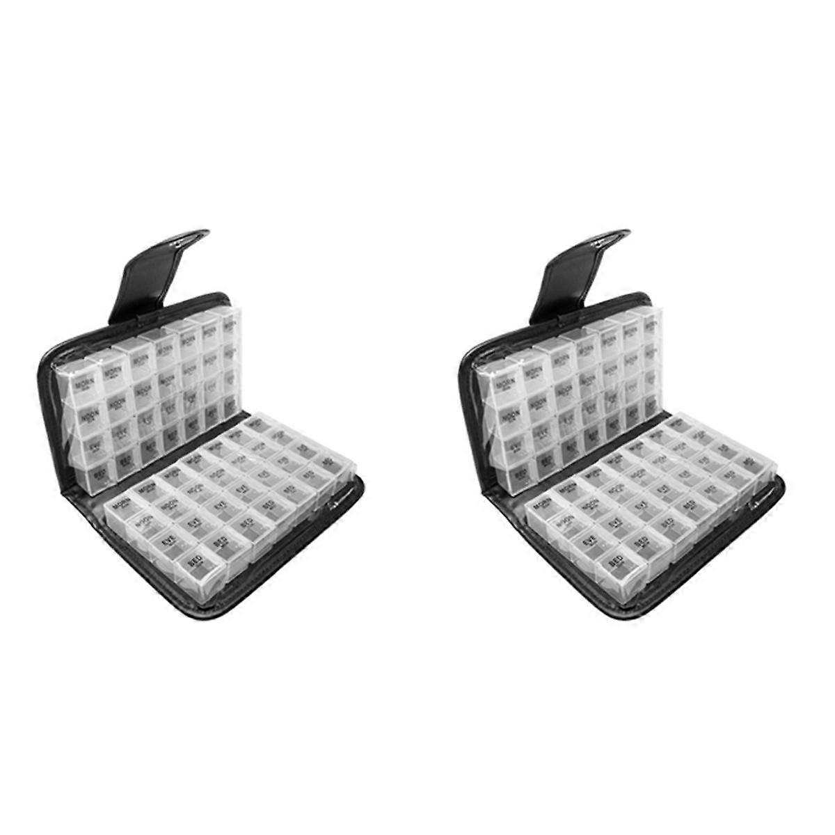 2X 14 Day Pill Box Travel Organizer Dose Medicine Tablet Storage Container Box Daily Pill Organizer