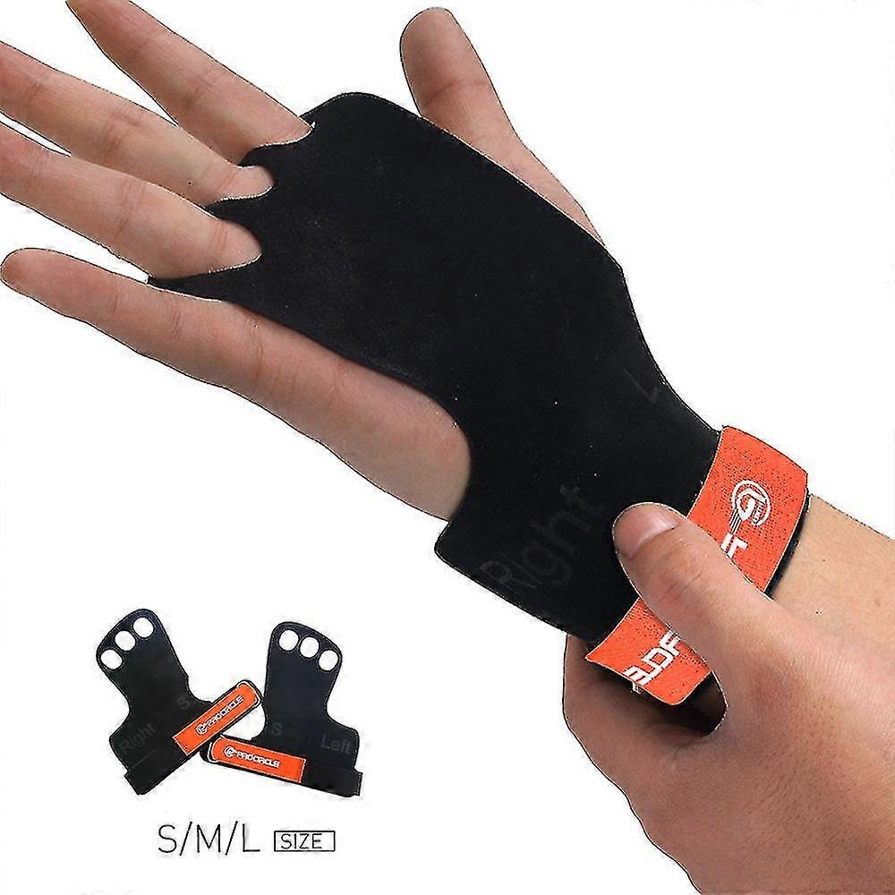 Procircle Leather Gymnastic Hand Grips Weight Lifting Training Gloves 3 Hole With Wrist Support Palm Protection For Pull Up Bar