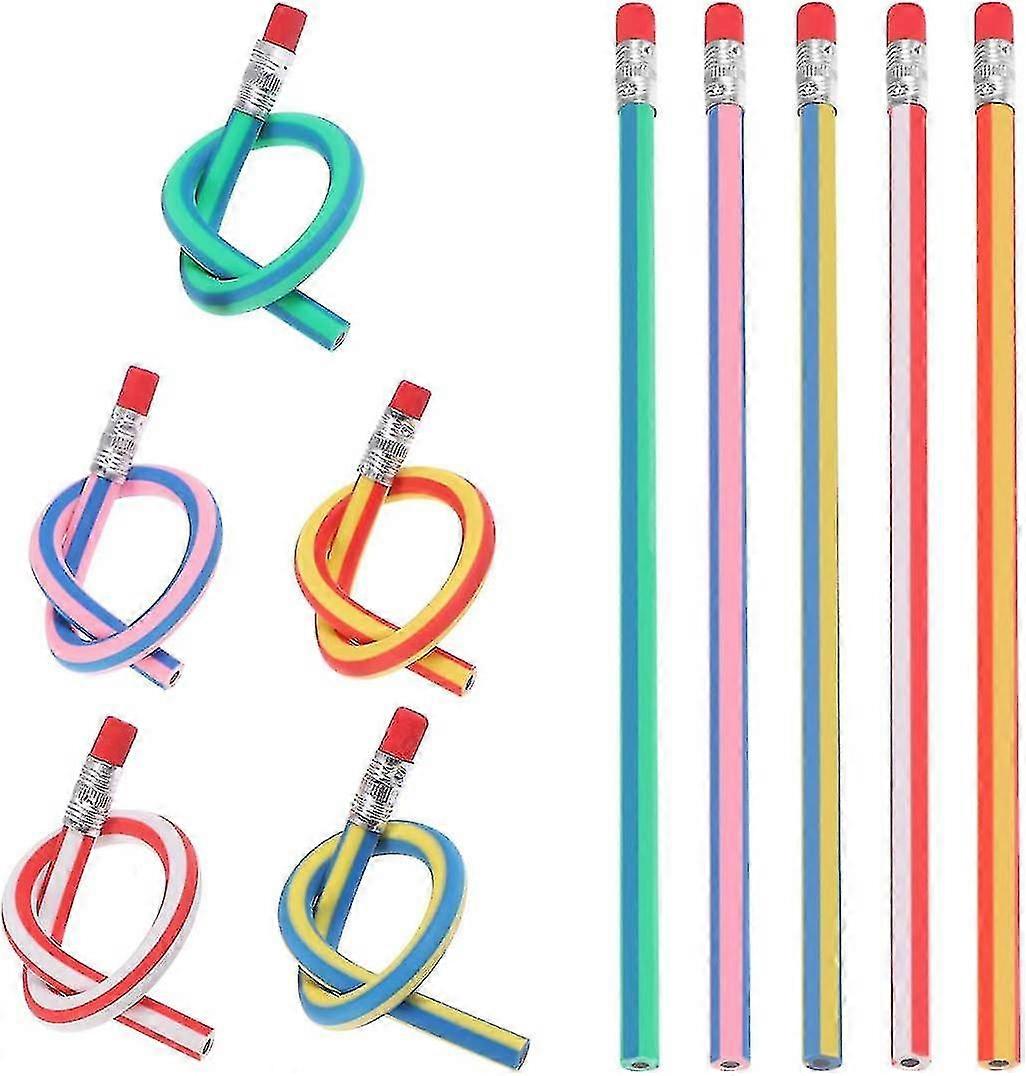 Children's Colorful Flexible Pencils Flexible Soft Pencil With Eraser, Pack Of 20