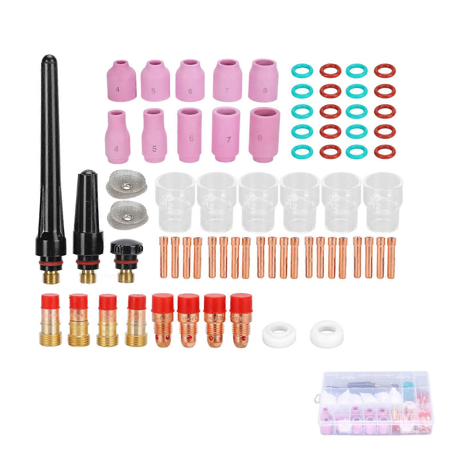 71Pcs TIG Welding Accessory Ceramic Nozzle Glass Cup Tool Set Kit for WP?17/18/26