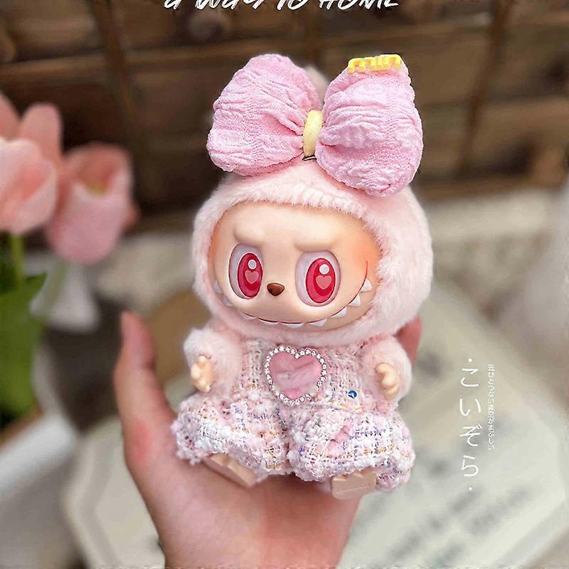 Endast tyg Labubu 2.0 Kläder Har En Plats Vinyl Docka Hängsmycke Macaroon Prinsessa Dockor Kläder För 17cm Labubu