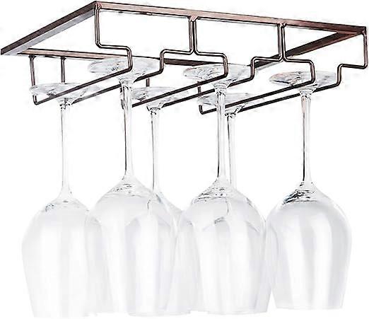 Wine Glass Rack - Metal Under Cabinet Hanging Stemware Holder with Screws, Stainless Iron Glass Storage Rack with 3 Rows for Kitchen, Bar, Restaurant