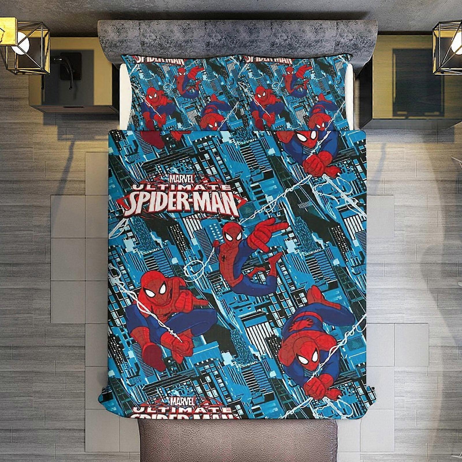 v3619  Bed Sheets Bedding Spider-Man 3 Pieces Duvet Cover Set Full Size Super Soft Fade Resistant Microfiber 1 Cover with Zipper and 2 Pillowcases,Eas
