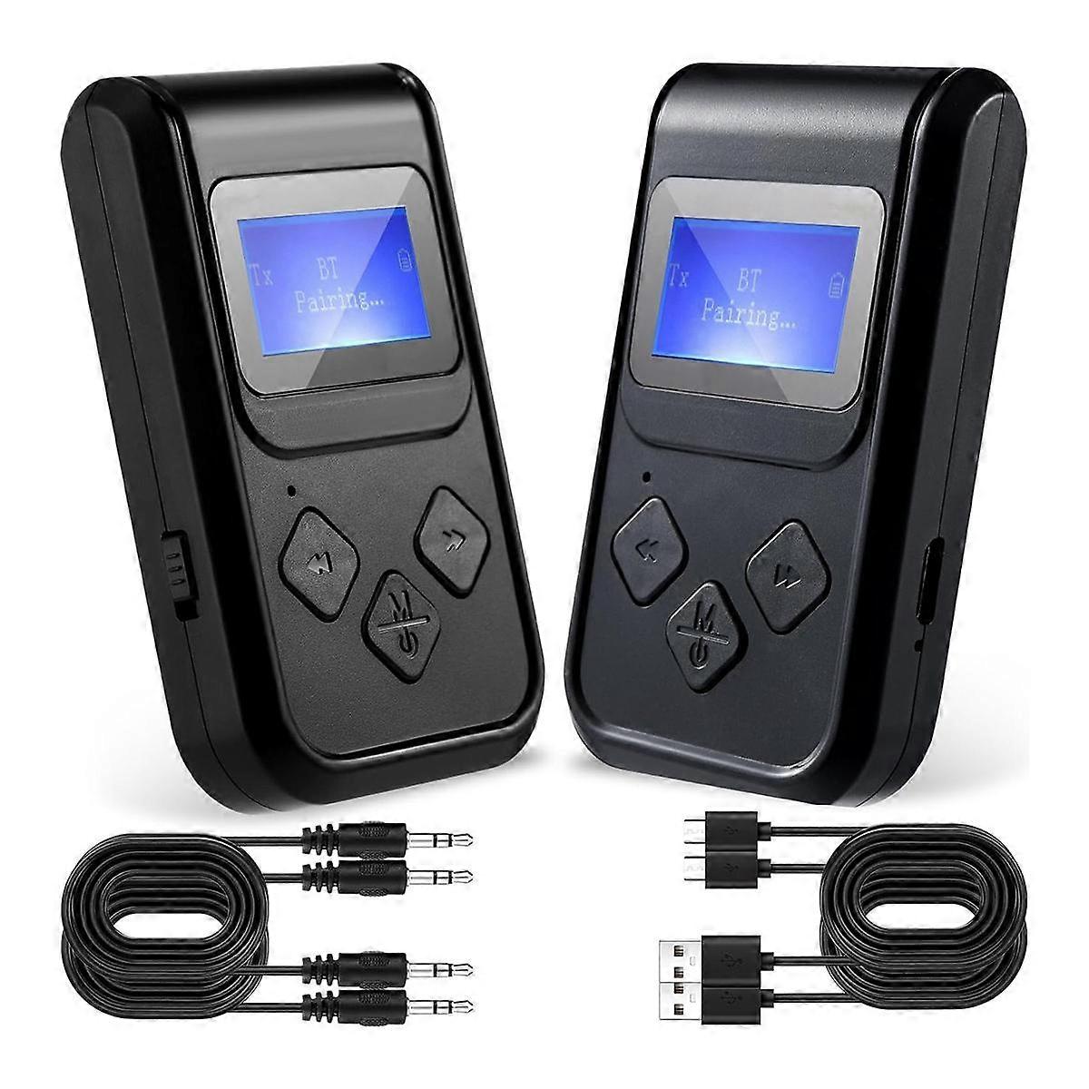 2 PCS 4 in 1 in Flight Bluetooth Transmitter Receiver Low Latency Wireless Bluetooth Audio Adapter