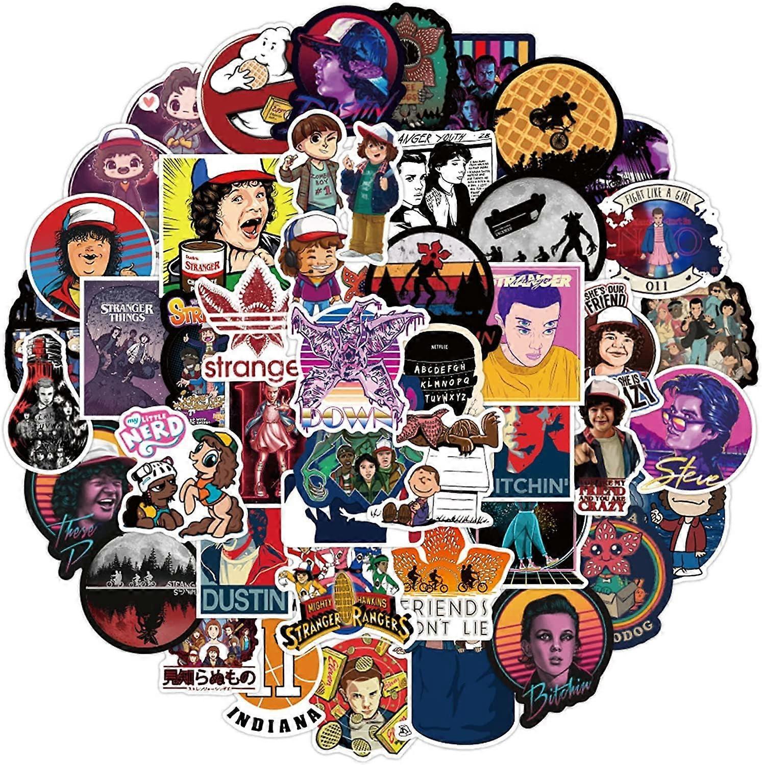 50 יחידות דברים מוזרים ויניל מדבקת מחשב נייד מדבקות עמיד למים מזוודות סקייטבורד מדבקות בקבוק מים מדבקת אופניים