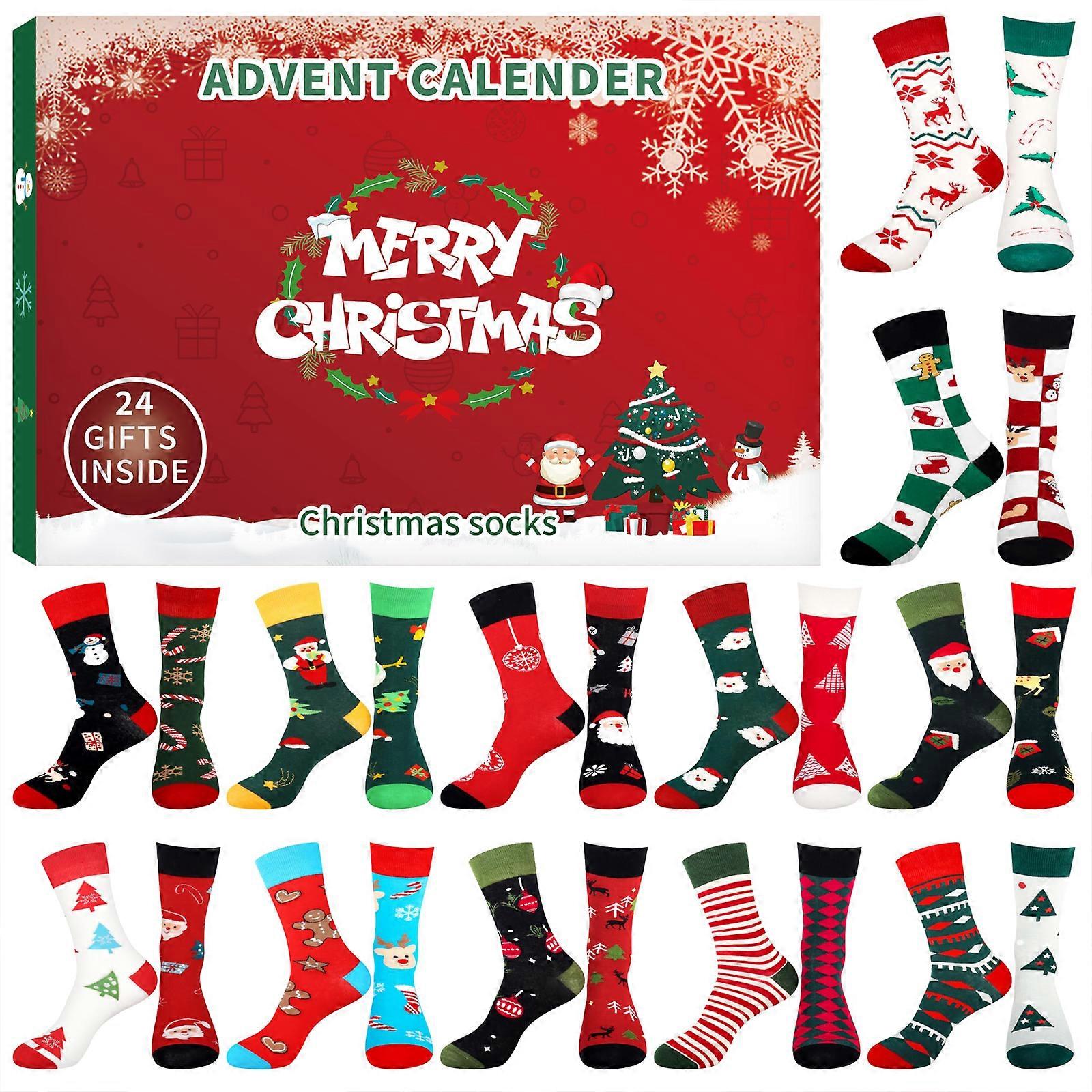 24 Days Countdown Christmas Socks Men 24 Days Christmas Socks Advent Calendar