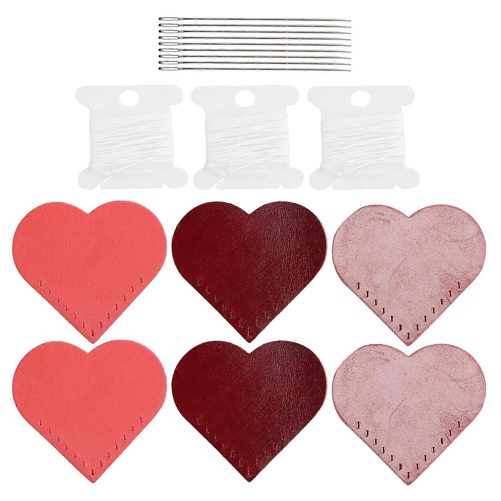 3 Set Leder Herz Lesezeichen Marker Hell Weinrot Nebel Wachs Rosa Matt Wassermelone Rot
