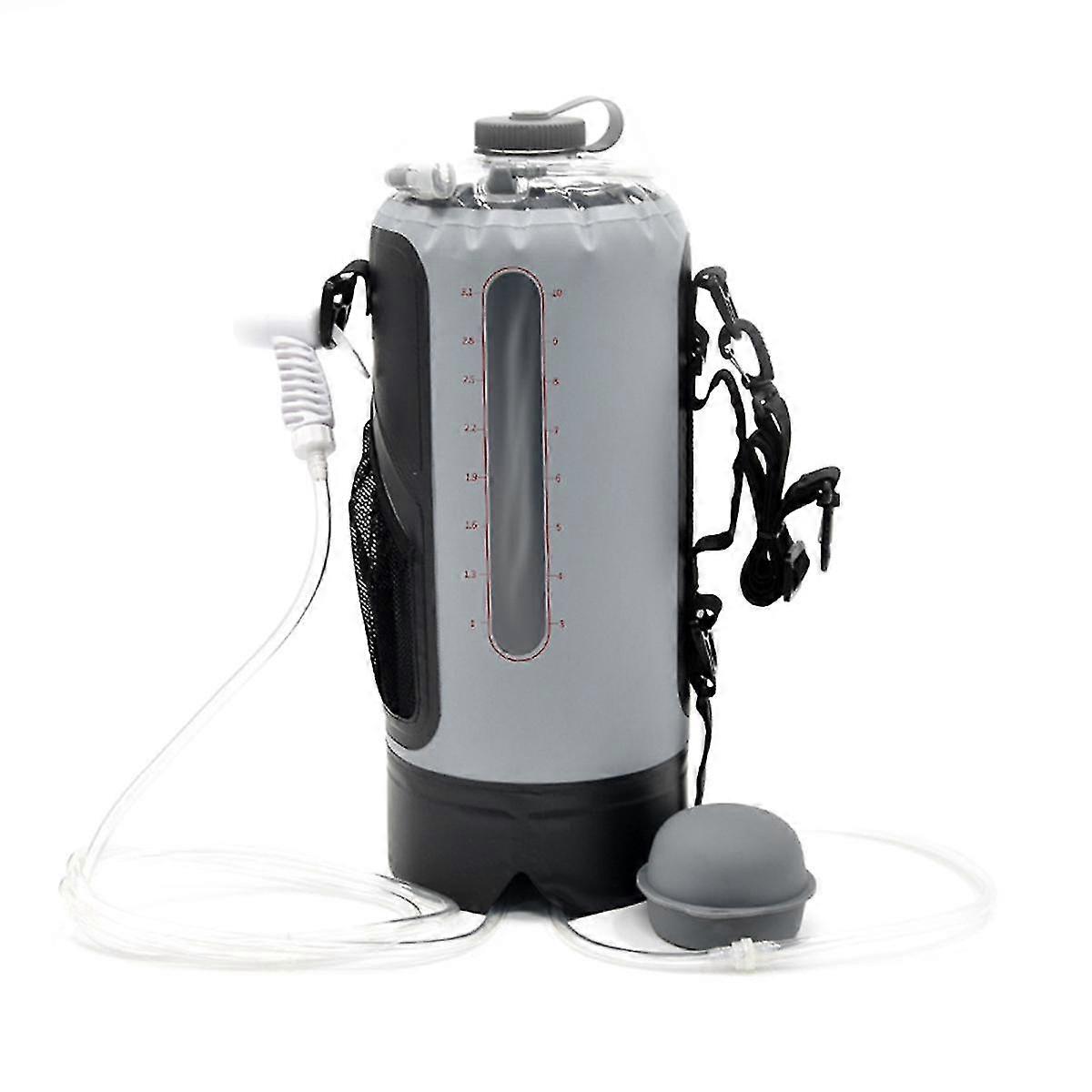 حقيبة دش محمولة 12 لتر / 3.17 جالون كيس ماء دش مع مضخة قدم ورأس دش - دش معسكر للتخييم