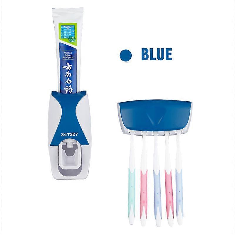 Plastic Toothbrush Storage Rack Holder Automatic Toothpaste Dispenser Set Dustproof Wall Mounted Toothpaste Squeezer Bathroom