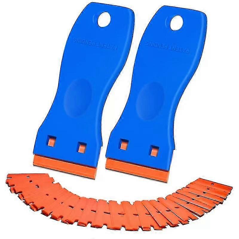 2pcs Car Foil Plastic Scraper Clean Glass Scraper With 50 Plastic Blades