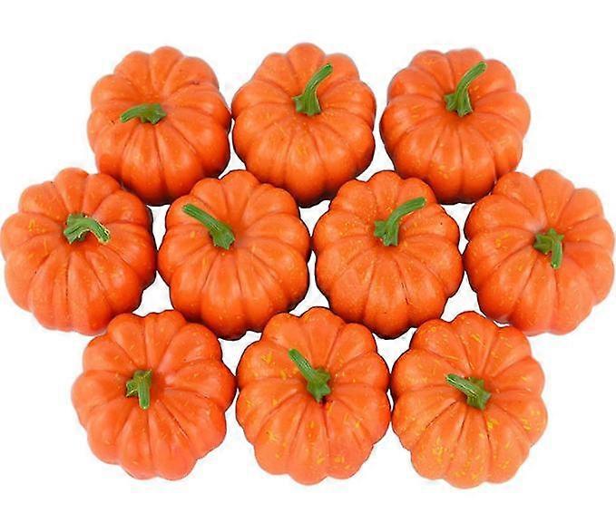 小さなフェイクリアルなカボチャ秋の収穫ミニカボチャ家庭菜園、秋の収穫の装飾、感謝祭またはハロウィーンの装飾(10個-オレンジ)